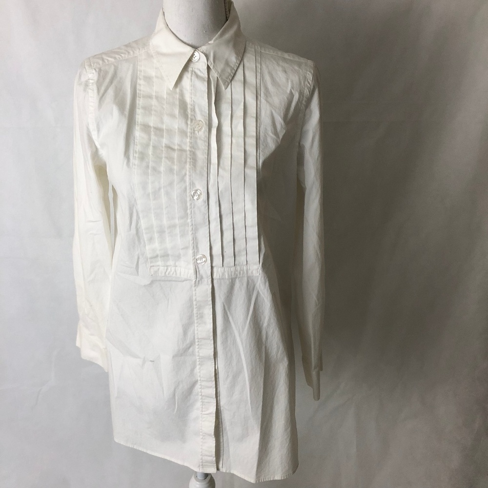CHICO'S  EFFORTLESS WHITE COTTON BLOUSE SIZE 1